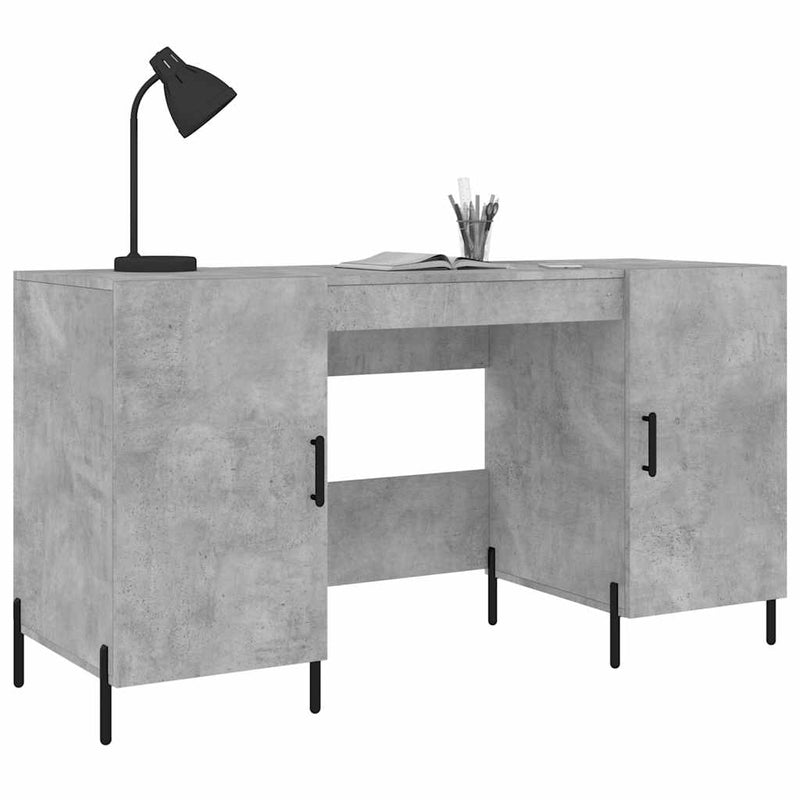 Birou, gri beton, 140x50x75 cm, lemn compozit