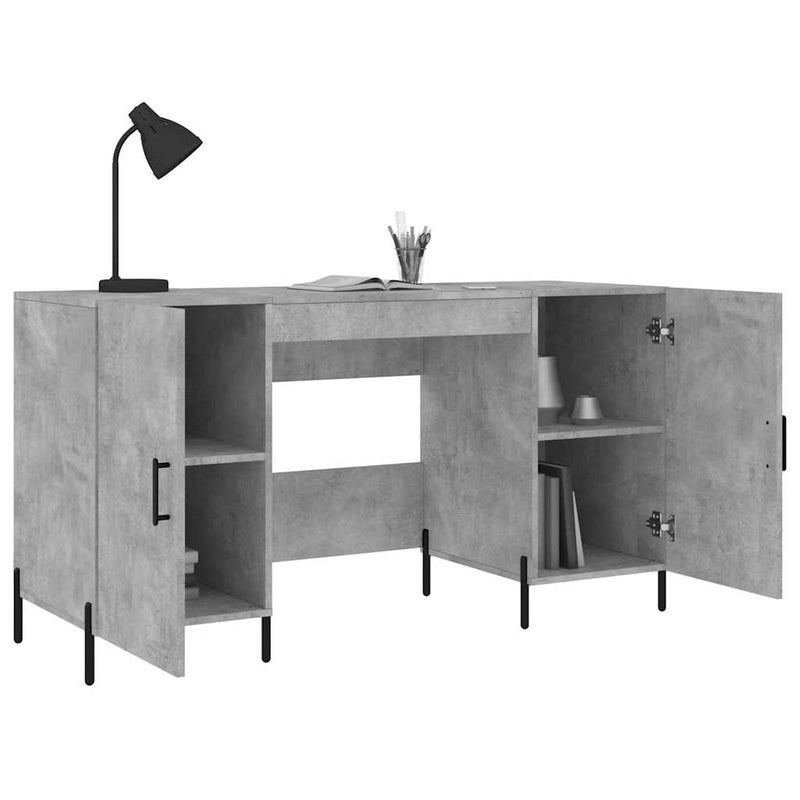 Birou, gri beton, 140x50x75 cm, lemn compozit