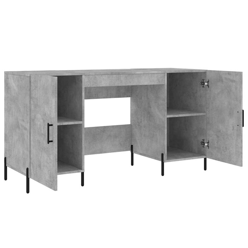 Birou, gri beton, 140x50x75 cm, lemn compozit