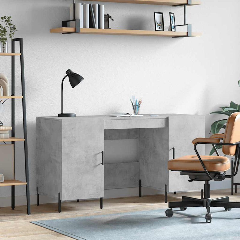 Birou, gri beton, 140x50x75 cm, lemn compozit