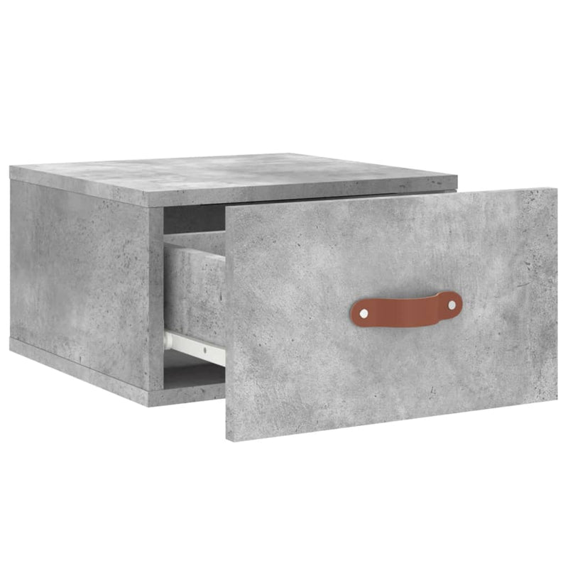 Noptieră de perete, gri beton, 35x35x20 cm