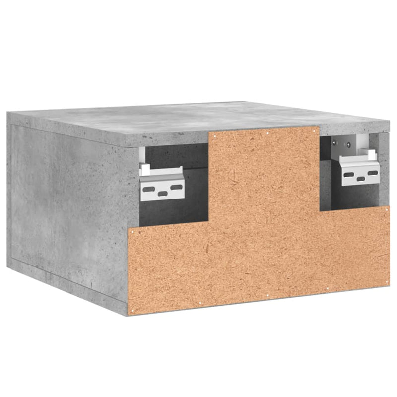 Noptieră de perete, gri beton, 35x35x20 cm