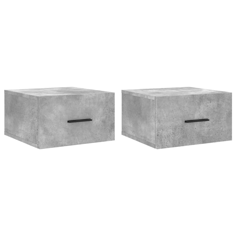 Noptiere montate pe perete 2 buc. gri beton 35x35x20 cm