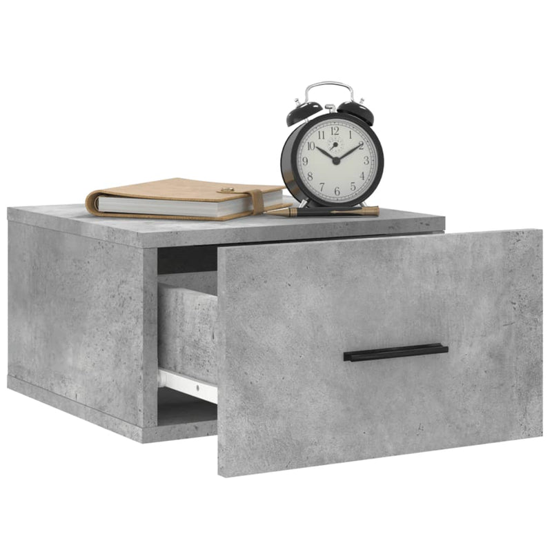 Noptiere montate pe perete 2 buc. gri beton 35x35x20 cm