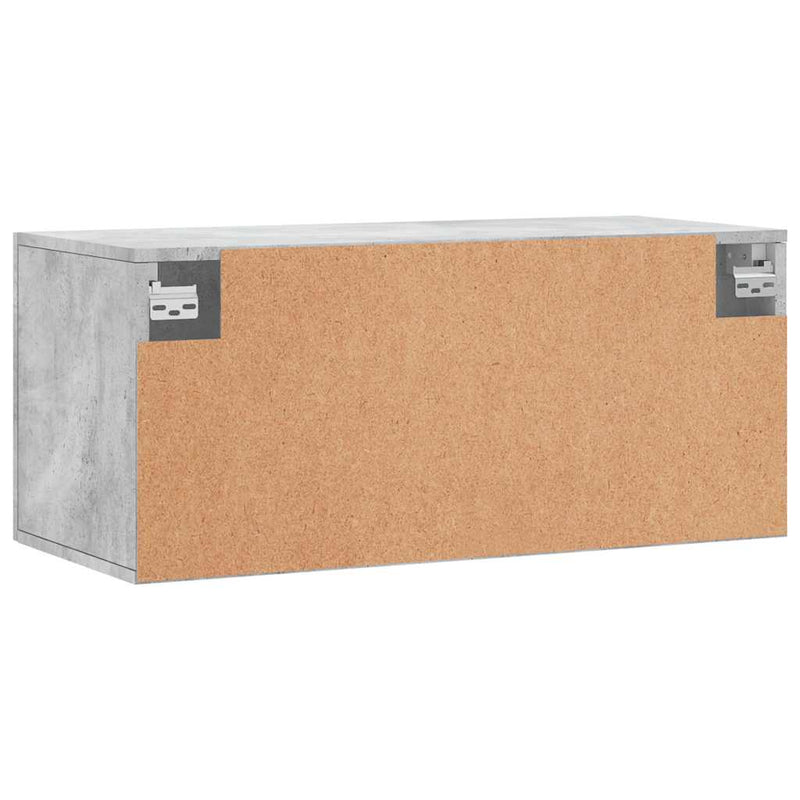 Dulap de perete, gri beton, 80x36,5x35 cm, lemn compozit