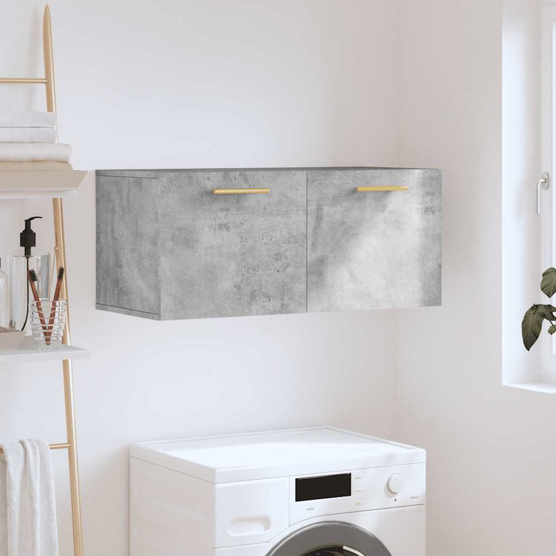 Dulap de perete, gri beton, 80x36,5x35 cm, lemn compozit