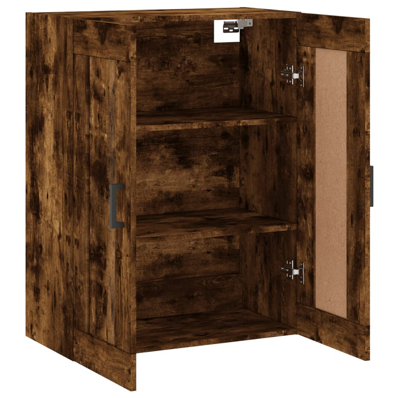 Dulap pe perete, stejar afumat, 69,5x34x90 cm, lemn prelucrat