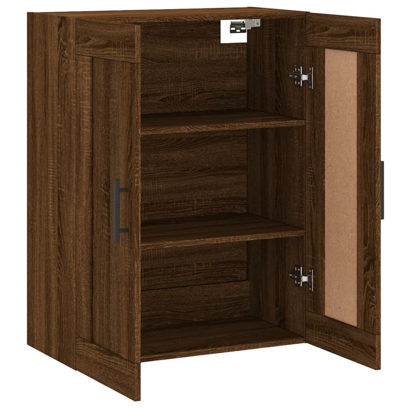 Dulap pe perete, stejar maro, 69,5x34x90 cm, lemn prelucrat