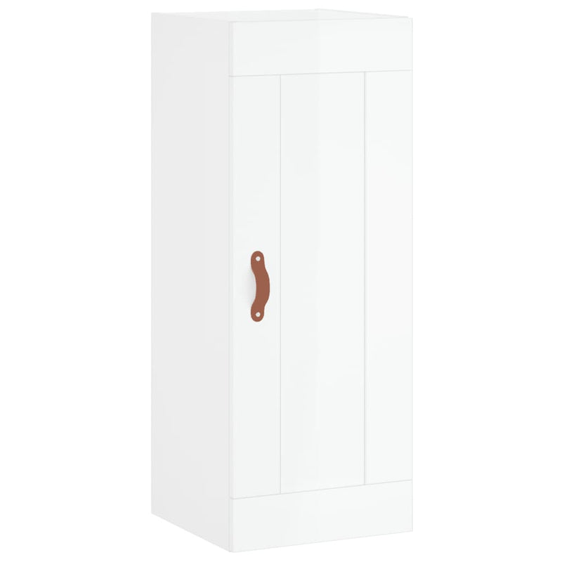 Dulap de perete, alb extralucios, 34,5x34x90 cm, lemn prelucrat