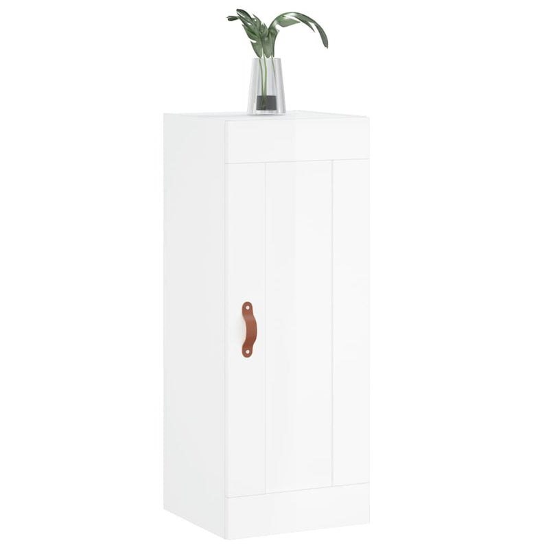 Dulap de perete, alb extralucios, 34,5x34x90 cm, lemn prelucrat