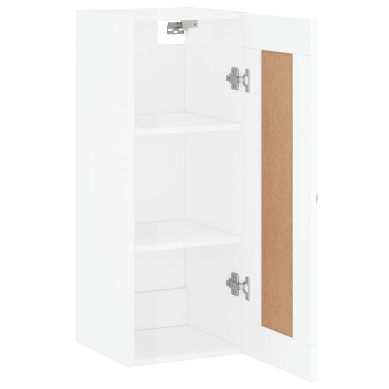 Dulap de perete, alb extralucios, 34,5x34x90 cm, lemn prelucrat