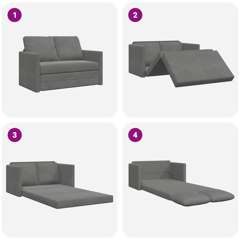 Canapea extensibilă de podea 2 în 1, gri închis, 122x204x55 cm