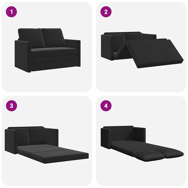 Canapea extensibilă 2 în 1, negru, 122x204x55 cm catifea