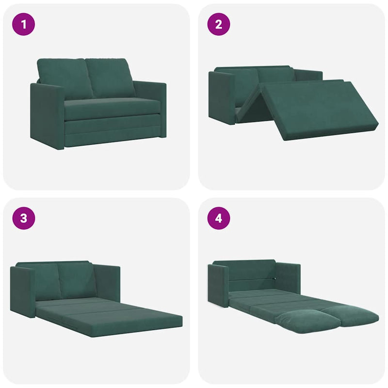 Canapea extensibilă de podea 2 în 1, verde închis, 122x204x55cm