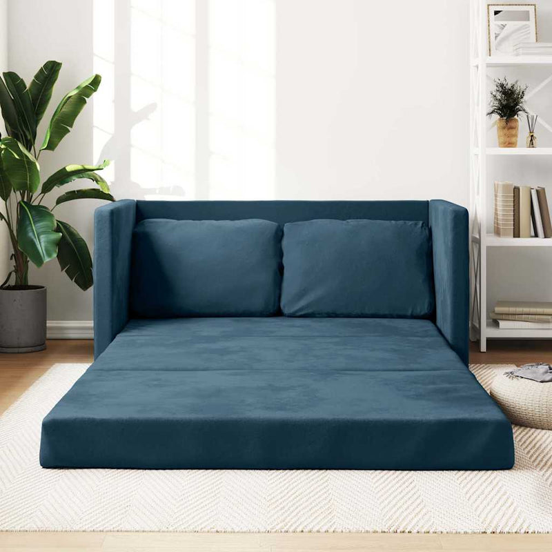 Canapea extensibilă de podea 2 în 1, albastru, 122x204x55 cm