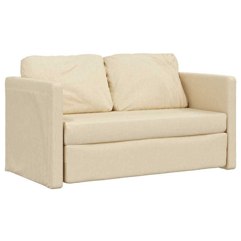 Canapea extensibilă 2 în 1, crem, 112x174x55 cm, textil