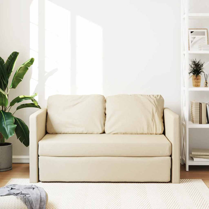 Canapea extensibilă 2 în 1, crem, 112x174x55 cm, textil