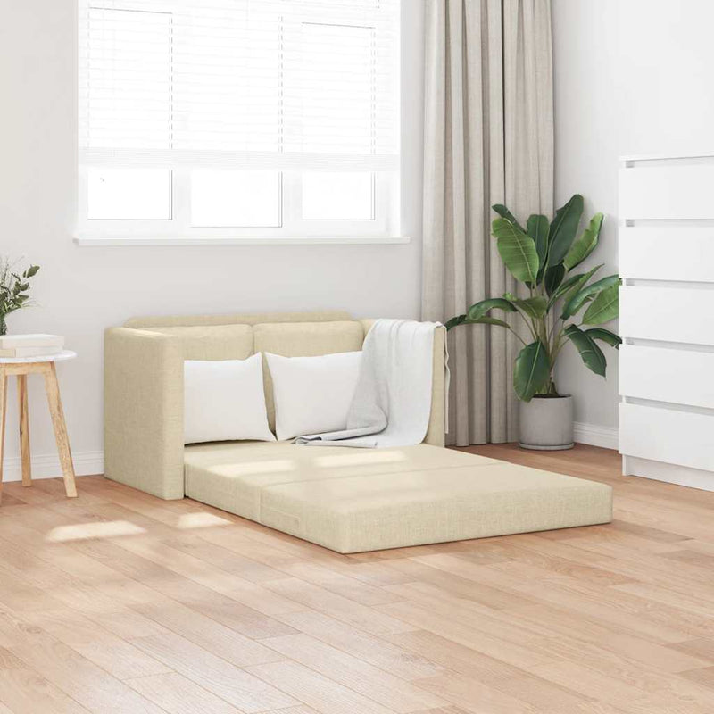 Canapea extensibilă 2 în 1, crem, 112x174x55 cm, textil