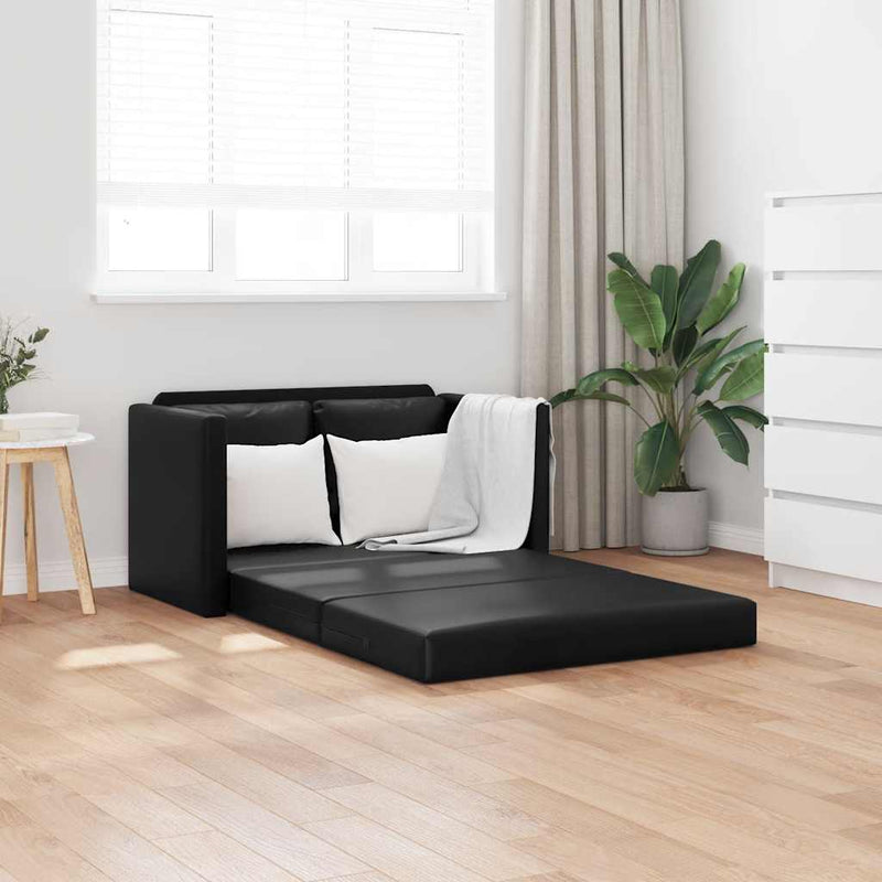 Canapea extensibilă 2 în 1, negru, 112x174x55cm piele ecologică