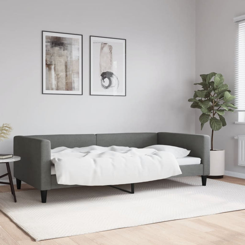 Cadru de pat, gri închis, 100 x 200 cm, material textil