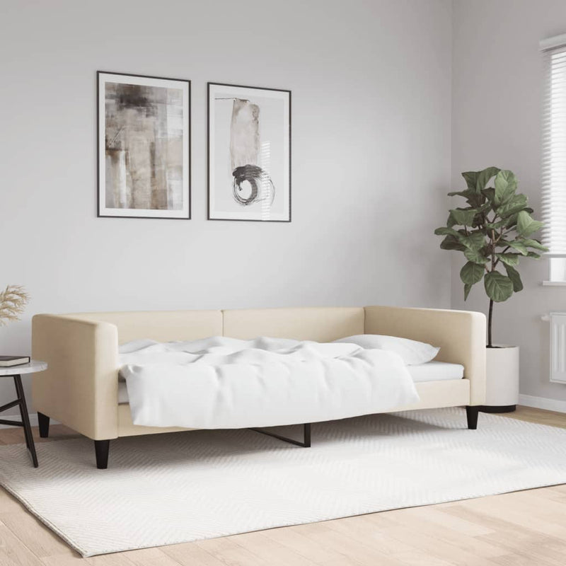 Cadru de pat, crem, 100 x 200 cm, material textil