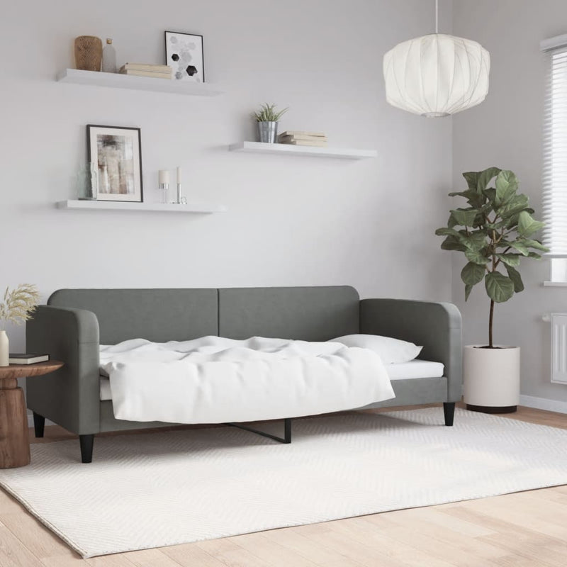 Cadru de pat, gri închis, 80x200 cm, textil