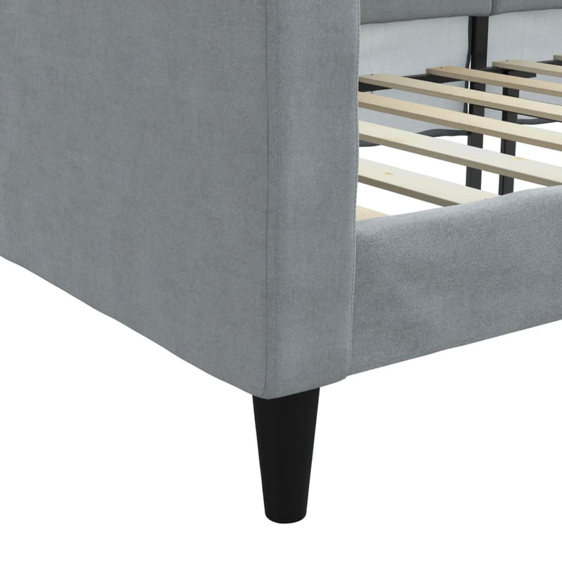 Pat de zi, gri deschis, 90x200 cm, material textil
