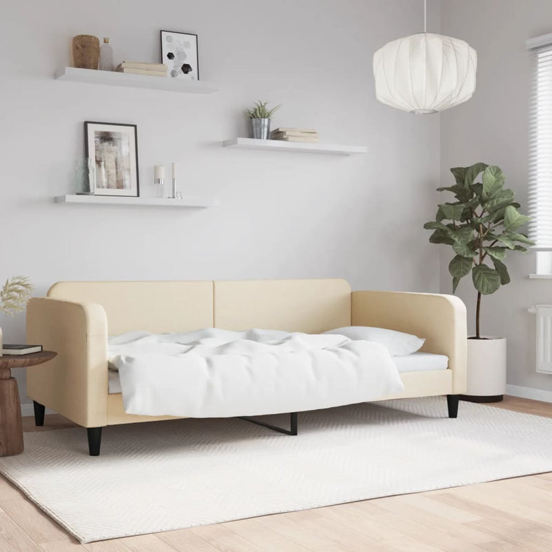 Cadru de pat, crem, 100 x 200 cm, material textil