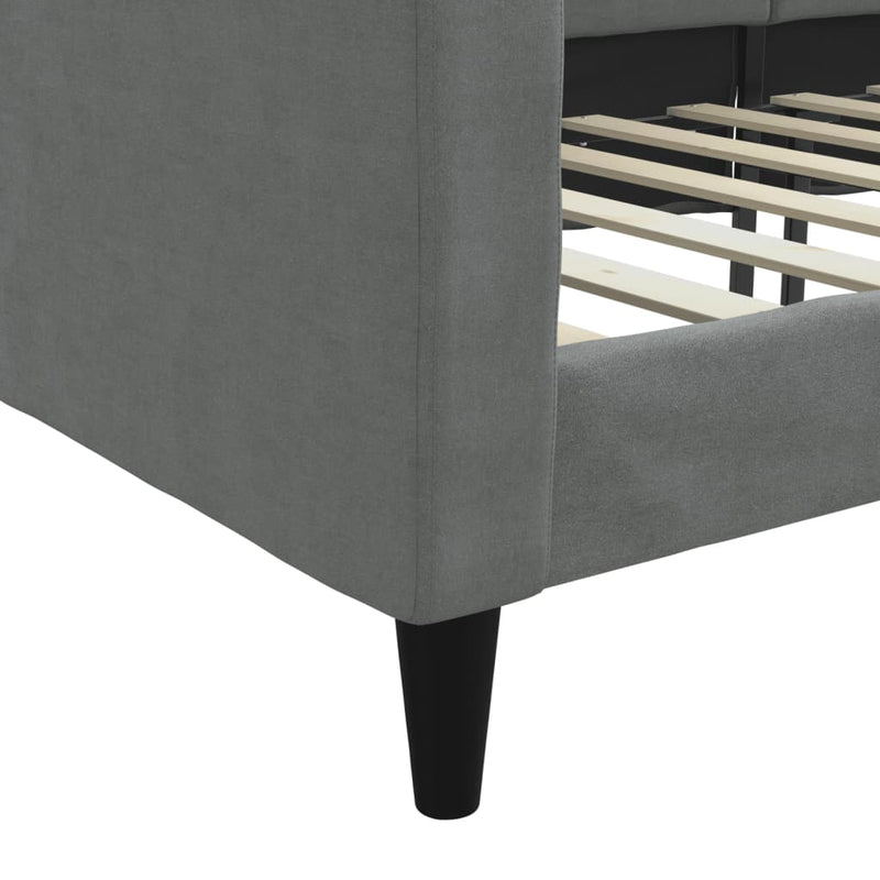 Cadru de pat, gri închis, 90x190 cm, material textil