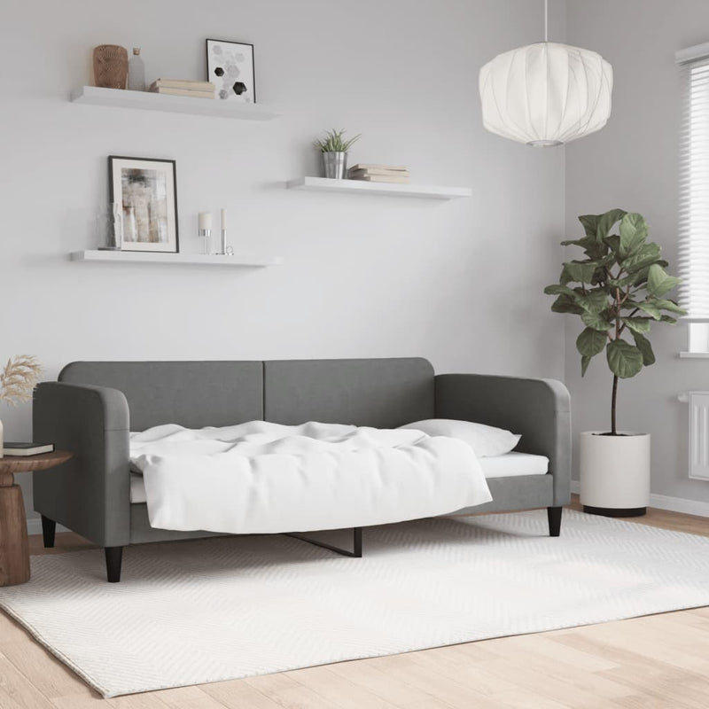 Cadru de pat, gri închis, 90x190 cm, material textil