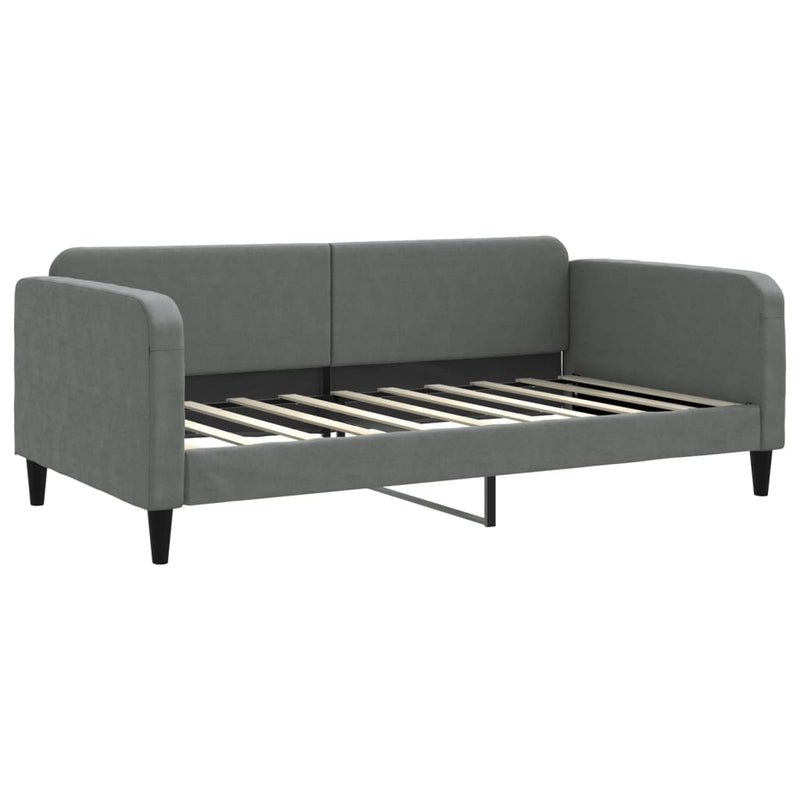 Cadru de pat, gri închis, 100x190 cm, material textil