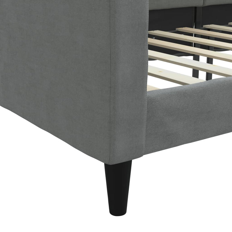 Cadru de pat, gri închis, 100x190 cm, material textil
