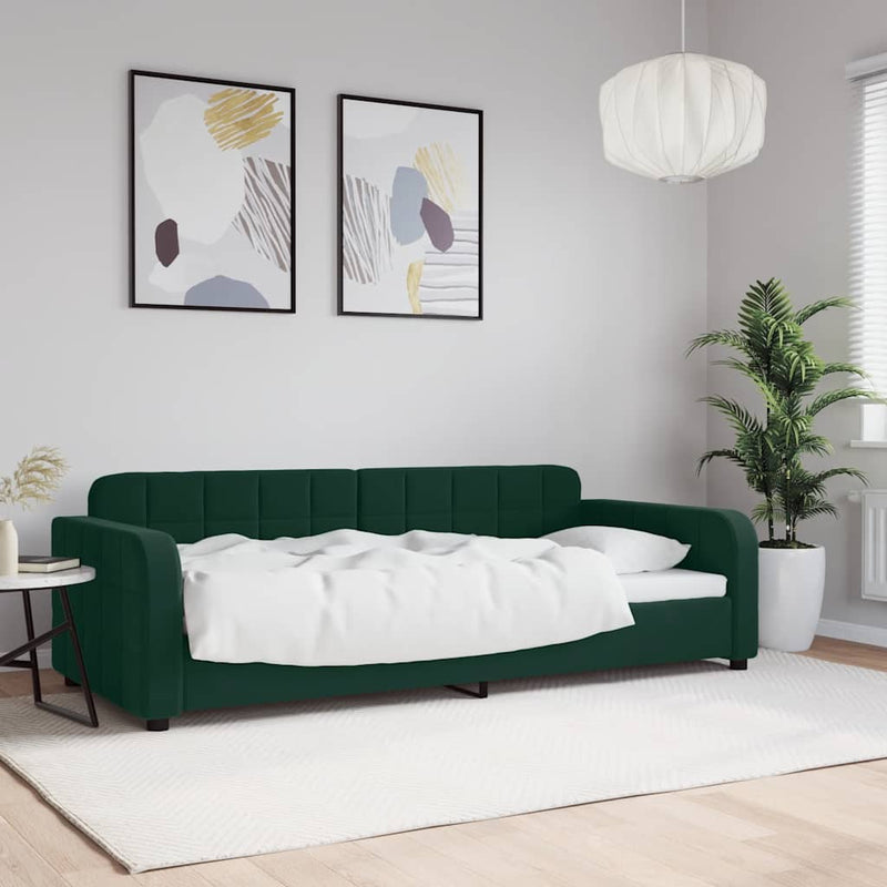 Cadru de pat, verde închis, 90x200 cm, catifea