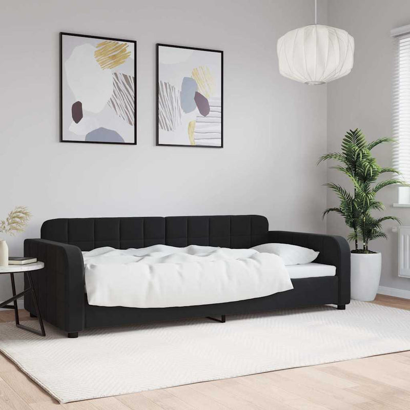 Pat de zi, negru, 90x200 cm, catifea