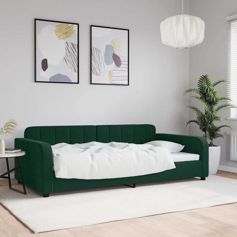 Cadru de pat, verde închis, 100x200 cm, catifea