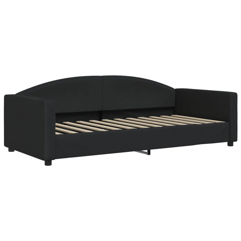 Pat de zi, negru, 90x200 cm, material textil