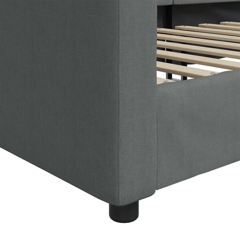 Cadru de pat, gri închis, 100 x 200 cm, material textil