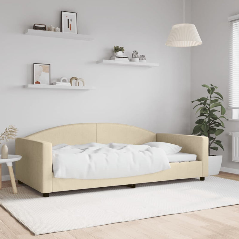 Cadru de pat, crem, 100 x 200 cm, material textil