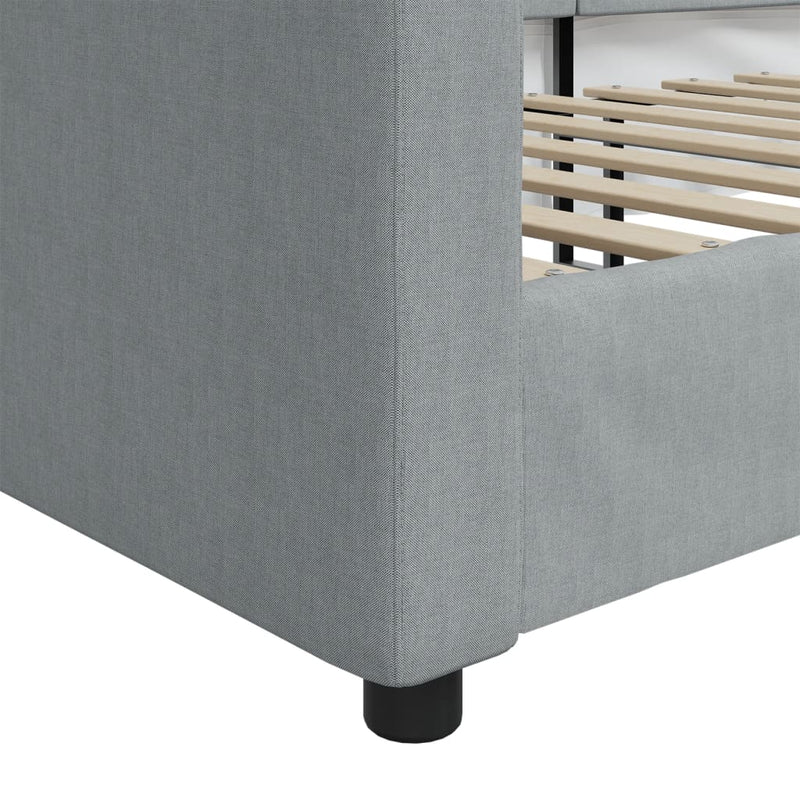 Cadru de pat, gri deschis, 100x190 cm, material textil