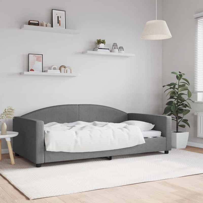 Cadru de pat, gri închis, 100x190 cm, material textil