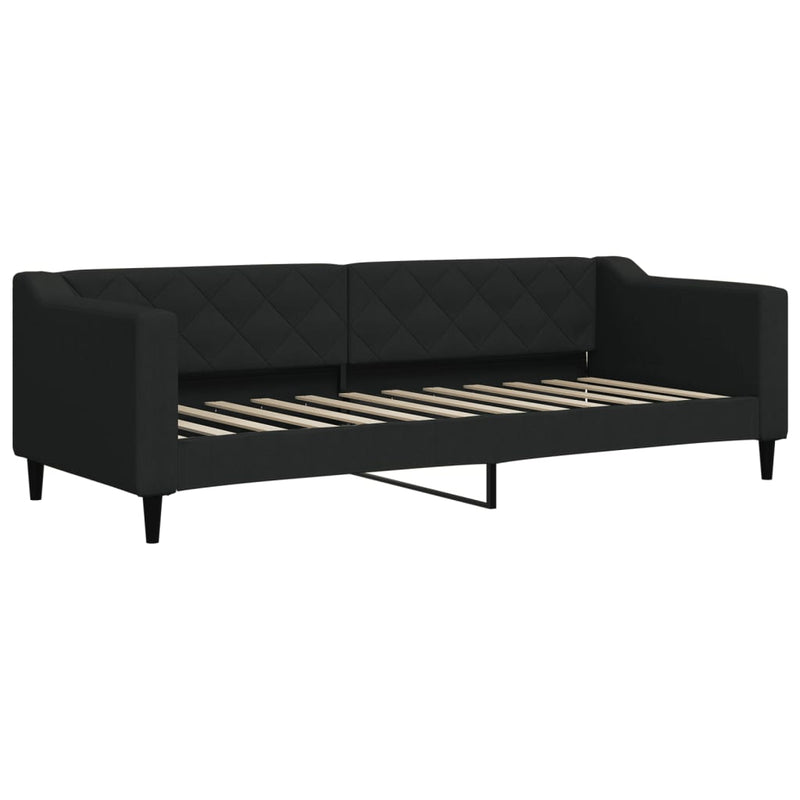 Pat de zi, negru, 80x200 cm, material textil