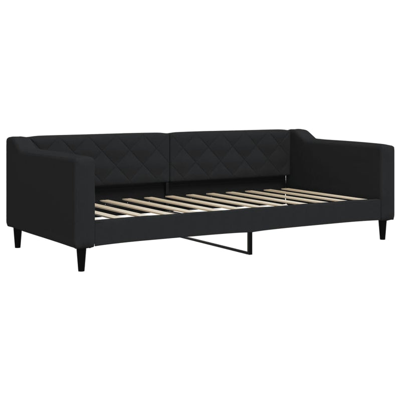 Pat de zi, negru, 90x200 cm, material textil