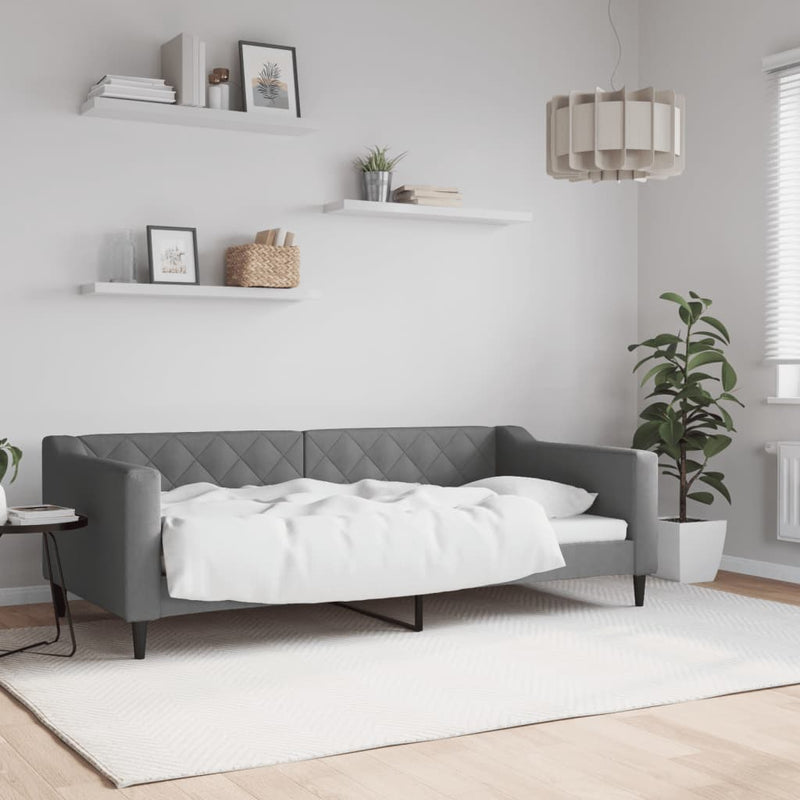 Cadru de pat, gri închis, 90x190 cm, material textil