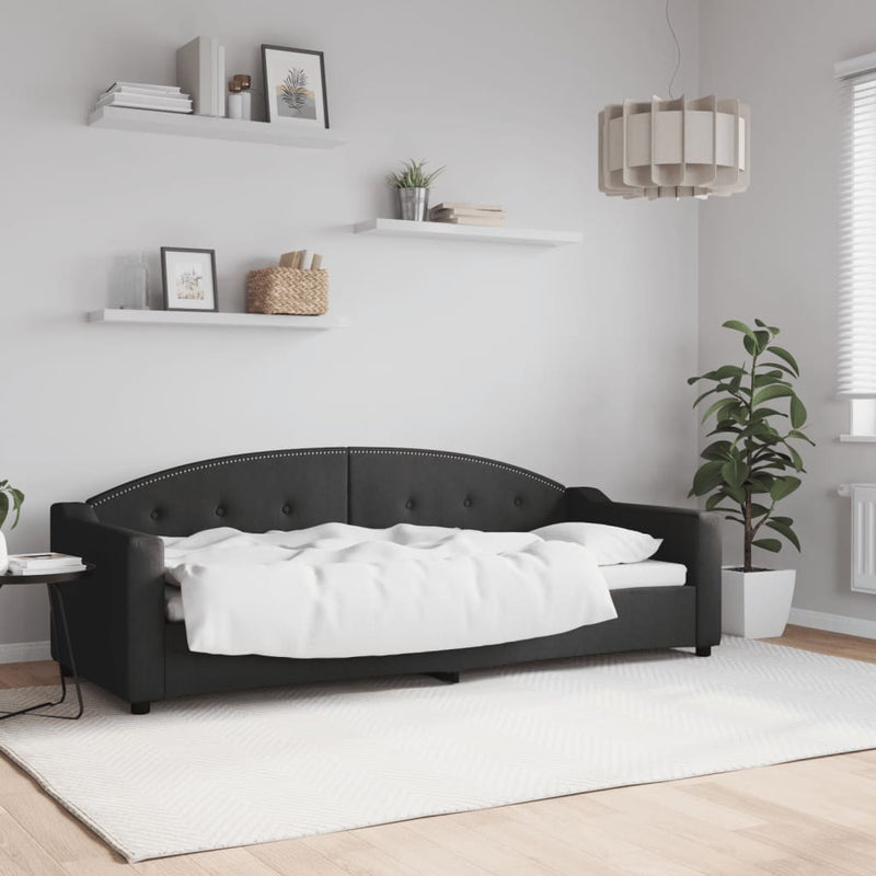 Pat de zi, negru, 80x200 cm, material textil