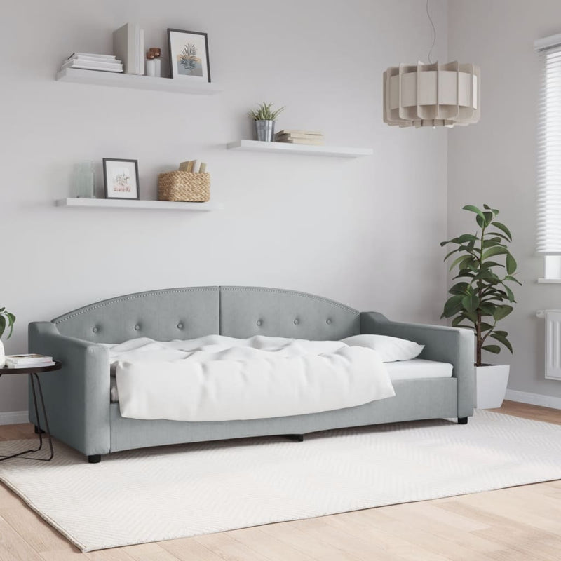 Pat de zi, gri deschis, 90x200 cm, material textil