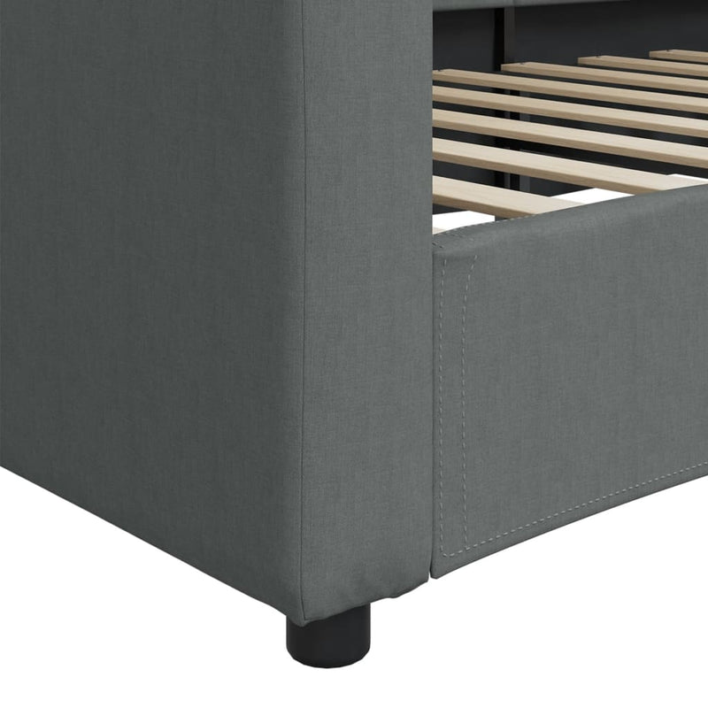 Cadru de pat, gri închis, 100 x 200 cm, material textil