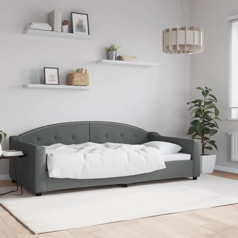 Cadru de pat, gri închis, 100 x 200 cm, material textil