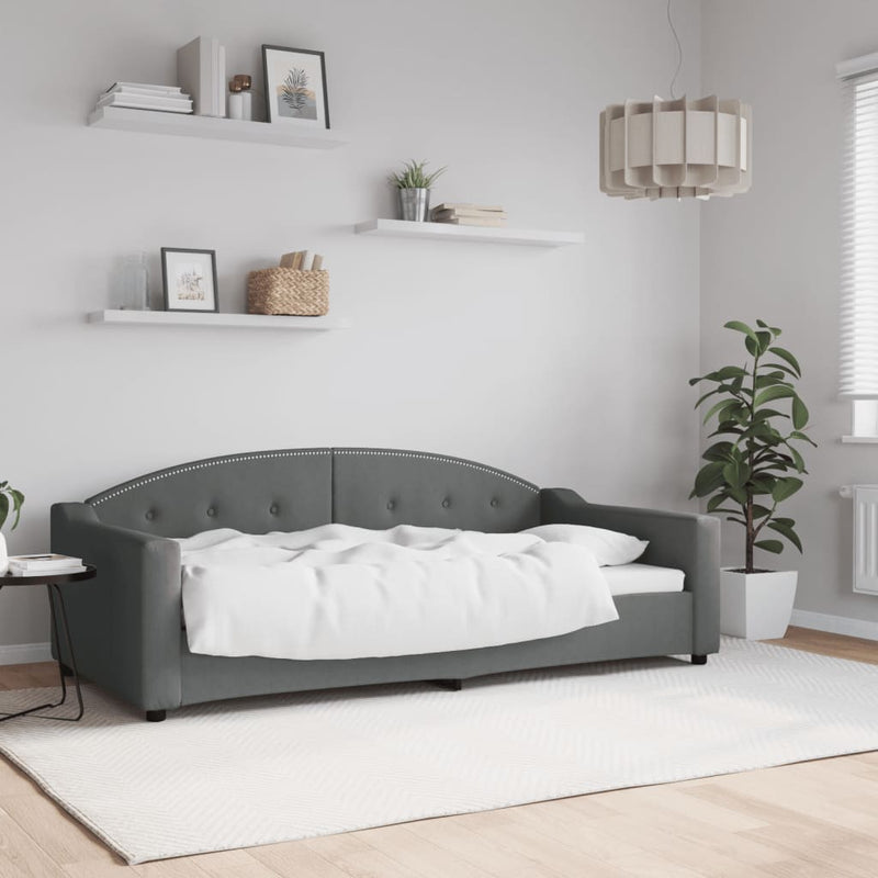 Cadru de pat, gri închis, 90x190 cm, material textil
