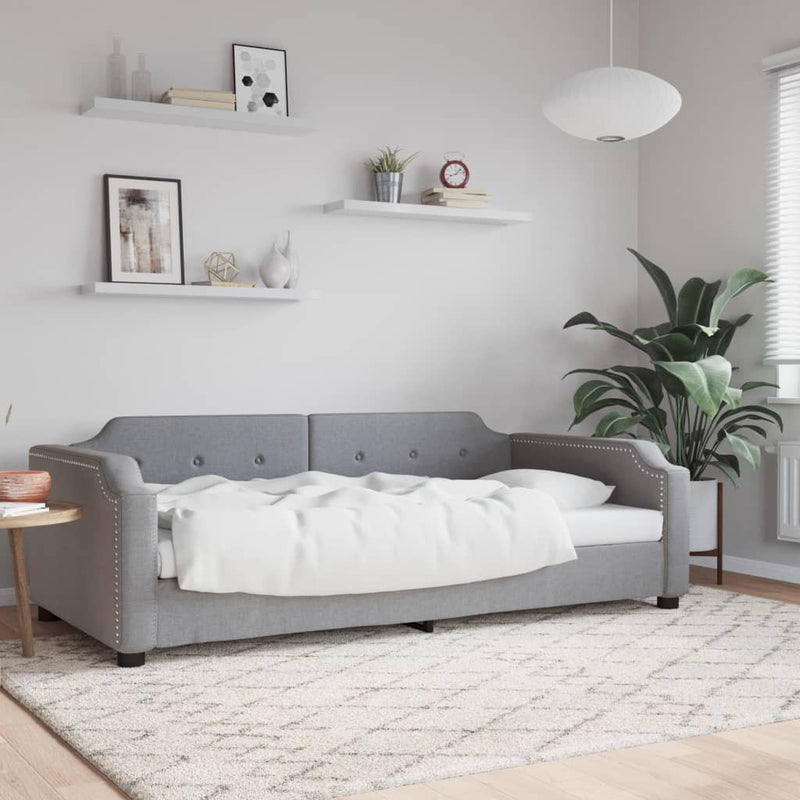 Pat de zi, gri deschis, 90x200 cm, material textil