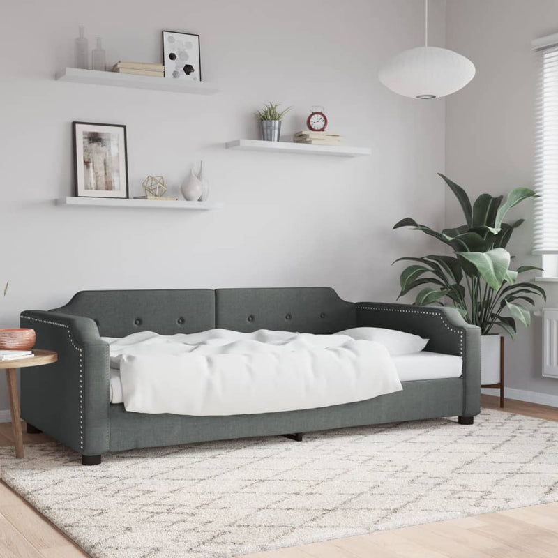 Pat de zi, gri închis, 90x200 cm, material textil